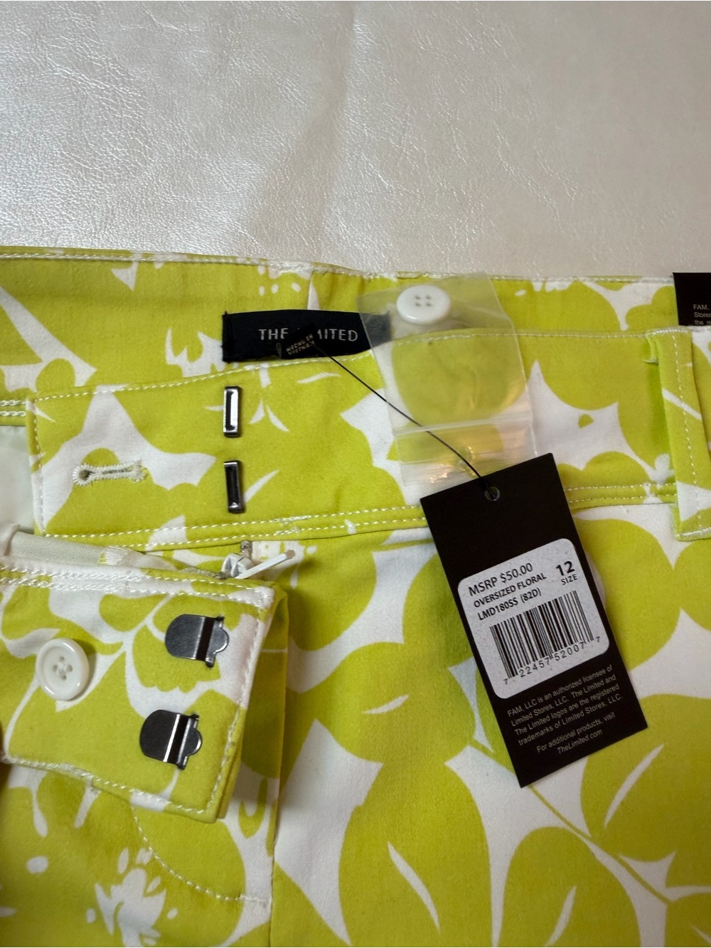 The Limited White and Lime Floral  Shorts - Picture 3 of 7